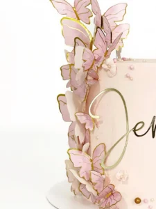 50 sztuk Kreatywnych Różowych Dekoracji w Kształcie Motyla na Torty na Walentynki, Wesela i Urodziny